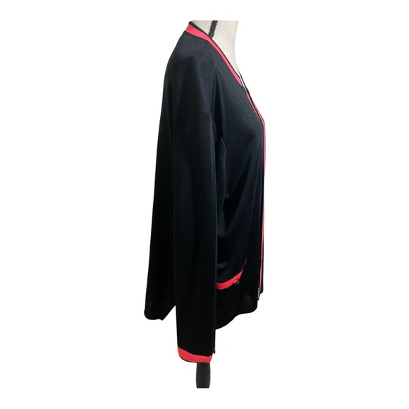 Ming Wang open front Cardigan black and pink details.size Large. - Picture 6 of 11